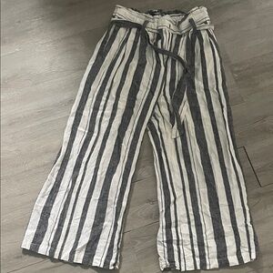 Who What Wear Black and White Striped Wide Leg Pants